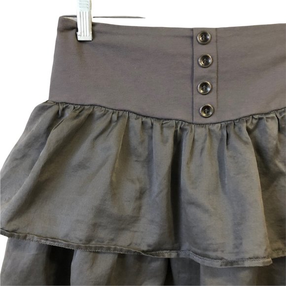 Y2K Steve Madden ruffled mini skirt grey L cotton silk blend - Picture 3 of 5